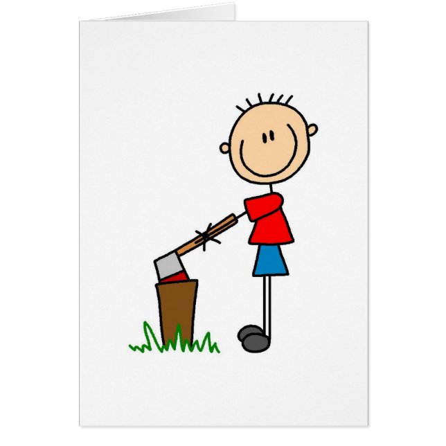 Chopping Wood Stick Figuur Card (Voorkant)