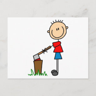 Chopping Wood Stick Figuur Overhemden en cadeaus Briefkaart