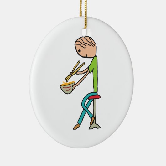 Chopsticks en noedels keramisch ornament (Rechts)