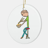 Chopsticks en noedels keramisch ornament (Links)