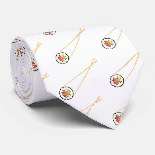 Chopsticks Holding Sushi Stropdas (Opgerold)