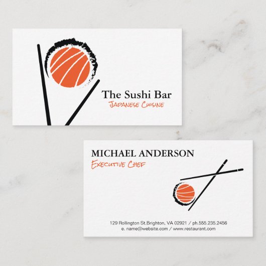 Chopsticks | Sushi Roll Visitekaartje (Voorkant / Achterkant)
