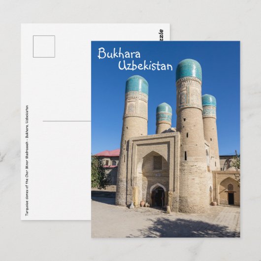 Chor Minor Madrassah - Bukhara, Oezbekistan Briefkaart (Voorkant / Achterkant)