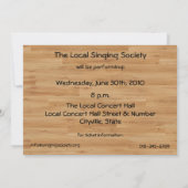 Choral Concert Invitation Kaart (Achterkant)