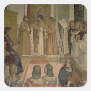 Choral Scene, uit het leven van St. Benedict (fres Vierkante Sticker