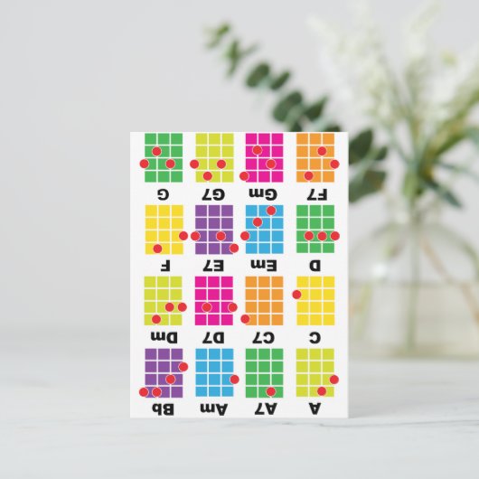 Chord Cheat T-shirt White Briefkaart (Staand voorkant)