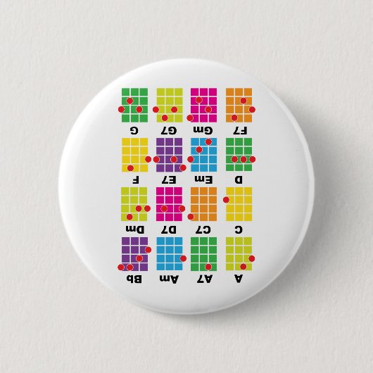 Chord Cheat T-shirt White Ronde Button 5,7 Cm (Voorkant)