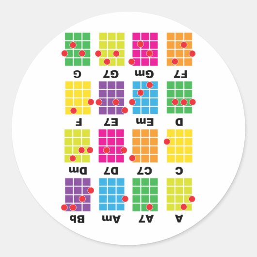 Chord Cheat T-shirt White Ronde Sticker (Voorkant)