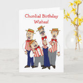 Chordial Birthday Mannen Cartoon Quartet Kaart (Gele Bloem)
