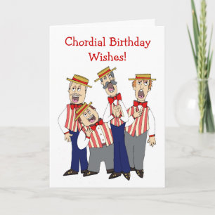 Chordial Birthday Mannen Cartoon Quartet Kaart