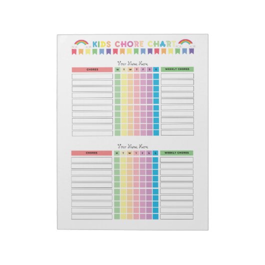 Chore Chart Custom Notitieblok voor 2 Kinder (Linkerzijde)