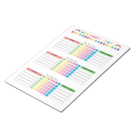 Chore Chart Custom Notitieblok voor 3 Kinder (Schuin)