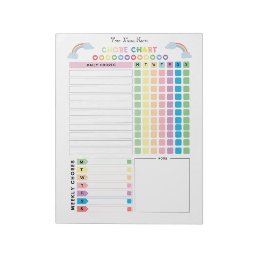 Chore Chart Custom Notitieblok voor kinderen (Linkerzijde)