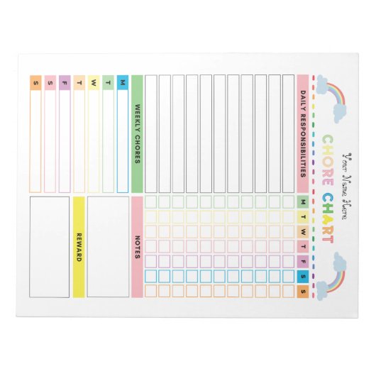 Chore Chart Notitieblok voor kinderen met Rewards (Voorkant)