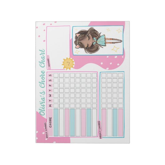 Chore Chart Reward Chart voor Daily Routine Girl N Notitieblok (Linkerzijde)