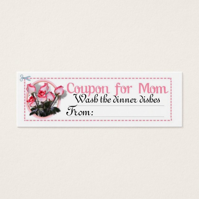 Chore Coupon voor Mam Mini Visitekaartjes (Voorkant)