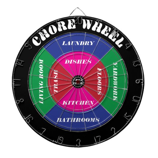 Chore Wheel Dartboard met kleuren Dartbord (Voorkant)