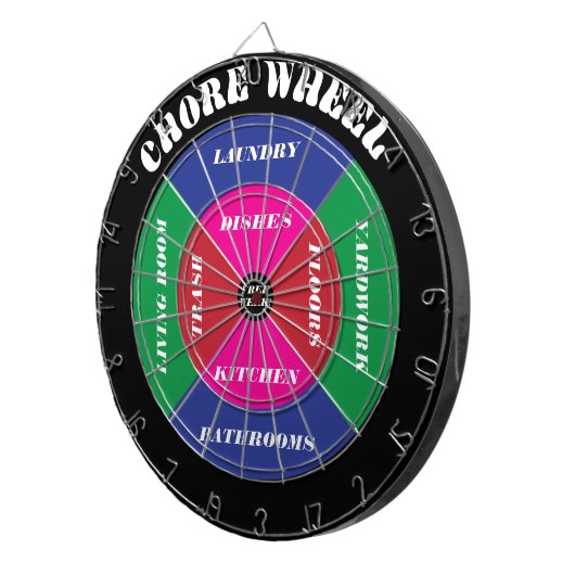 Chore Wheel Dartboard met kleuren Dartbord (Voorkant Rechts)