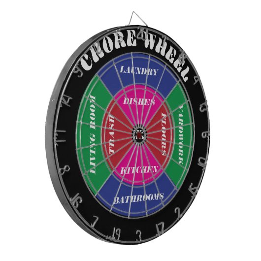 Chore Wheel Dartboard met kleuren Dartbord (Voorkant Links)