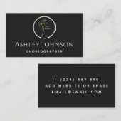 Choreograaf Danser Icon Gymnastiek Zwart & Wit Visitekaartje (Voorkant / Achterkant)