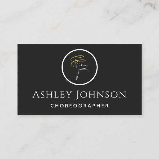 Choreograaf Danser Icon Gymnastiek Zwart & Wit Visitekaartje (Voorkant)