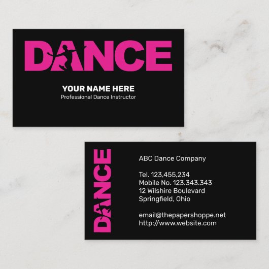 Choreograaf Professional Visitekaartje (Voorkant / Achterkant)