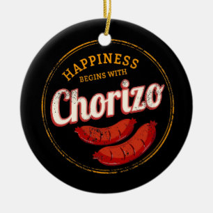 Chorizo Retro Sausage  BBQ Gourmet Barbecue Keramisch Ornament