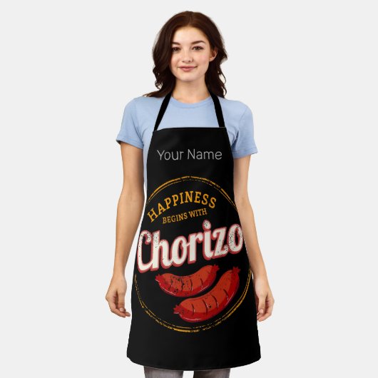 Chorizo Retro Sausage BBQ Gourmet Barbecue Schort (Gedragen)