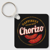Chorizo Retro Sausage  BBQ Gourmet Barbecue Sleutelhanger (Voorkant)