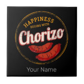 Chorizo Retro Sausage BBQ Gourmet Barbecue Tegeltje (Voorkant)