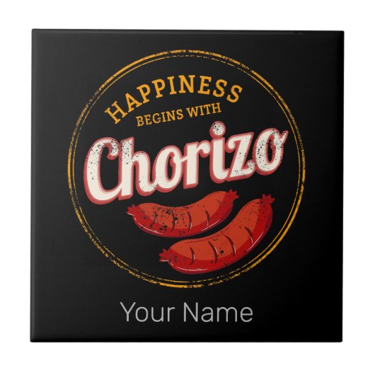 Chorizo Retro Sausage  BBQ Gourmet Barbecue Tegeltje (Voorkant)