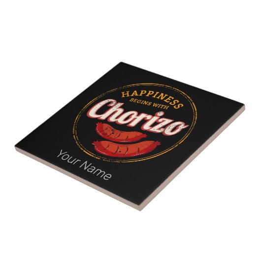 Chorizo Retro Sausage BBQ Gourmet Barbecue Tegeltje (Zijkant)