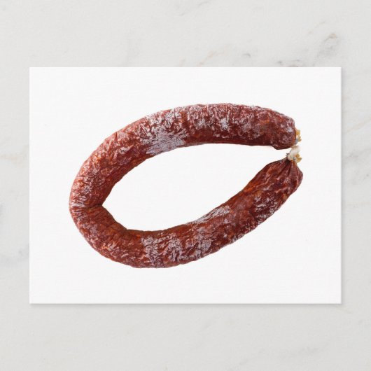 Chorizo-worst, geïsoleerd als gesneden briefkaart (Voorkant)