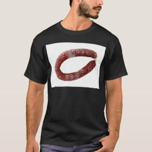Chorizo-worst, geïsoleerd als gesneden t-shirt