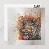 Chortling Warthog briefkaart stijl Notecard (Voorkant / Achterkant)