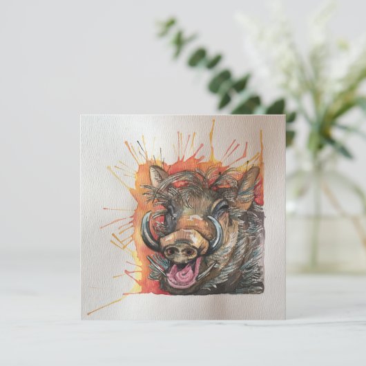 Chortling Warthog briefkaart stijl Notecard (Staand voorkant)
