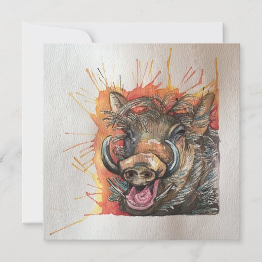 Chortling Warthog briefkaart stijl Notecard (Voorkant)