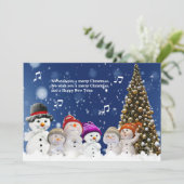 Chorus of Snowmen sing greetings - Personalize Feestdagenkaart (Staand voorkant)