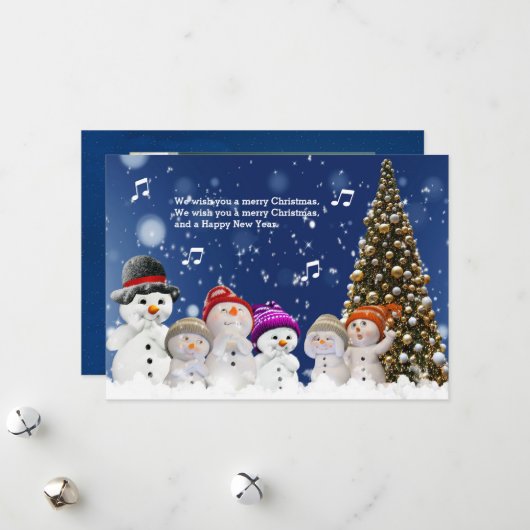Chorus of Snowmen sing greetings - Personalize Feestdagenkaart (Voorkant / Achterkant in situ)
