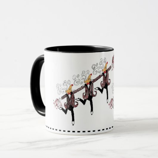 Choruslijn van dansrenrender mok (Voorkant links)