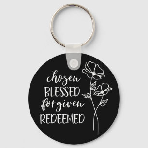 Chosen Blessed Forgave in White Sleutelhanger