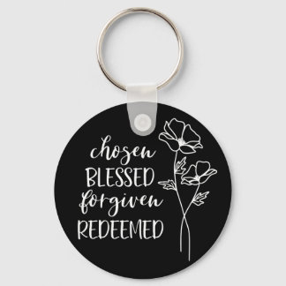 Chosen Blessed Forgave in White Sleutelhanger