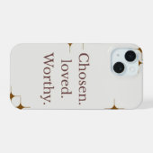 "Chosen Loved Worthy" IPhone 15 telefoonhoesje Case (Achterkant horizontaal)
