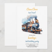 chou chou train birthday invitation kaart (Voorkant / Achterkant)