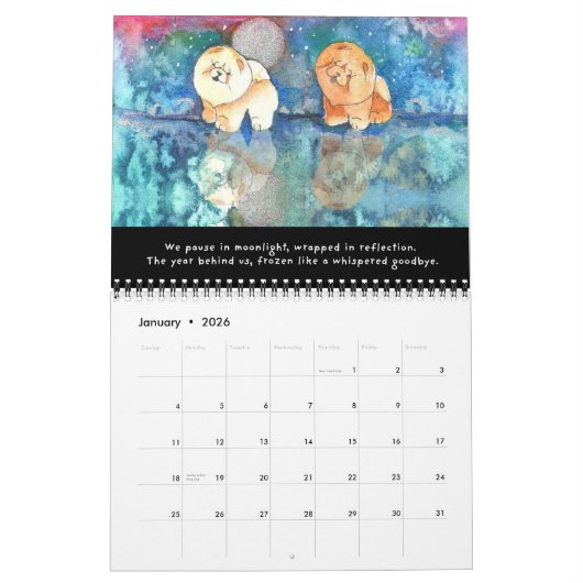 CHOW 2026 Chow Art Calendar beroemd gemaakt door S Kalender (Jan 2026)