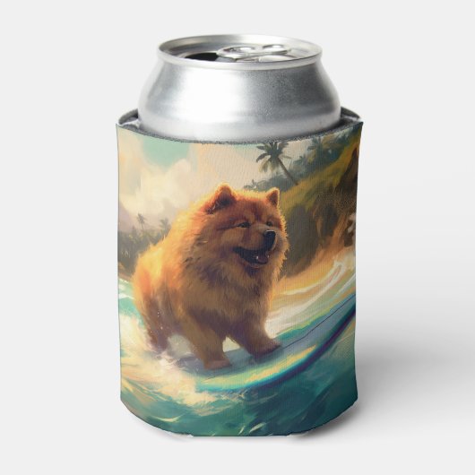 Chow Chow Beach Surfen Schilderij Blikjeskoeler (Blikje Voorkant)