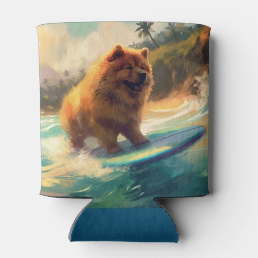 Chow Chow Beach Surfen Schilderij Blikjeskoeler (Achterkant)