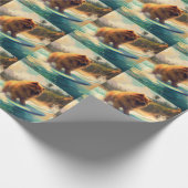 Chow Chow Beach Surfen Schilderij Cadeaupapier (Hoek)