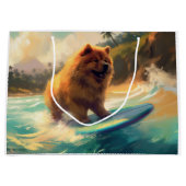 Chow Chow Beach Surfen Schilderij Groot Cadeauzakje (Voorkant)