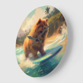 Chow Chow Beach Surfen Schilderij Grote Klok (Hoek)